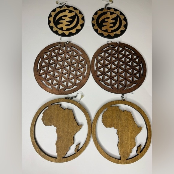 L) Set of 3 African earrings - Picture 5 of 6